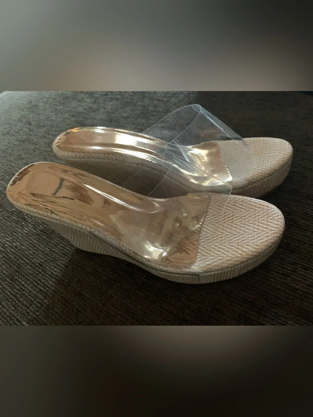 Clear Strap Wedge Sandals